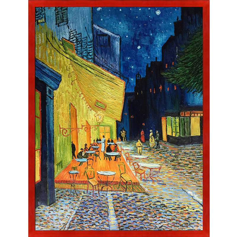 «Cafe Terrace at Night» par Vincent Van Gogh, peinture encadrée, H 51,5 po x l 39,5 po x P 2 po, Stiletto brossé
