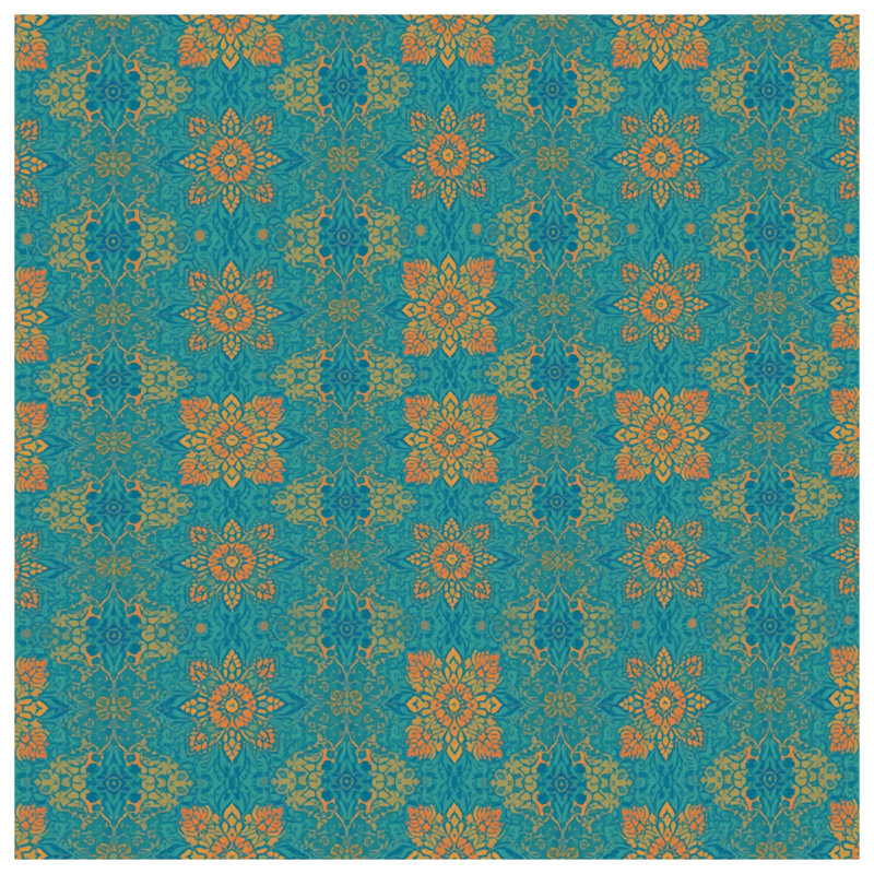 Tapis de bain turquoise à motif mandala, 34 po L x 21 po L