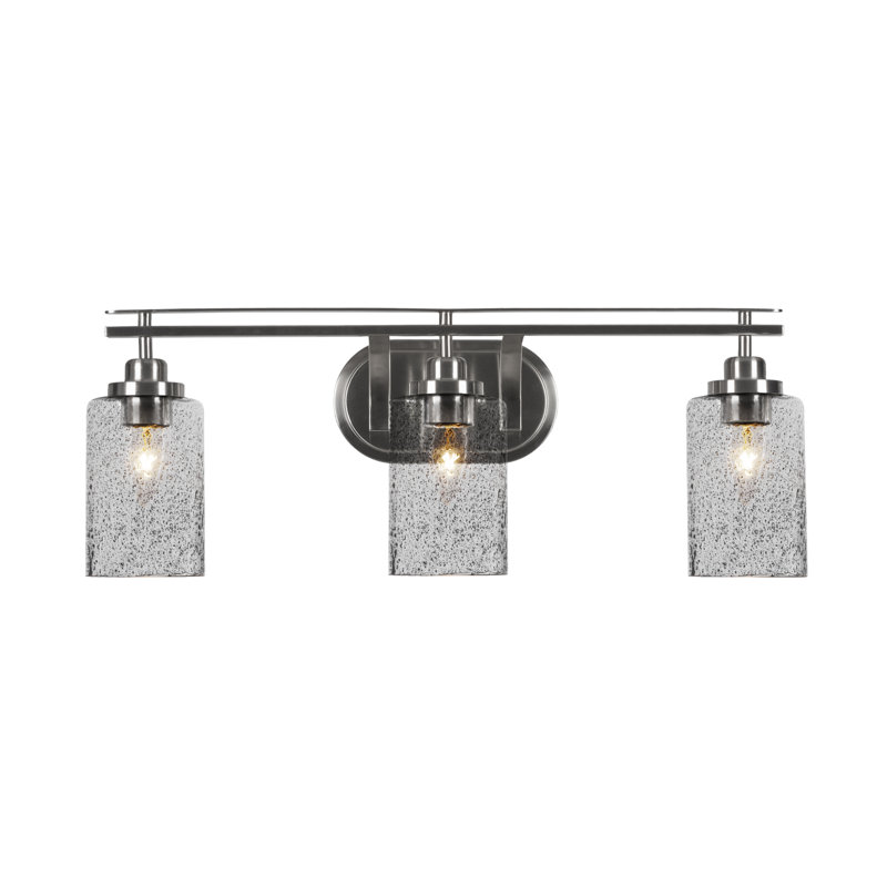 Odyssey 3 Light Bath Bar Shown In Brushed Nickel Finish With 4" Smoke Bubble Glass