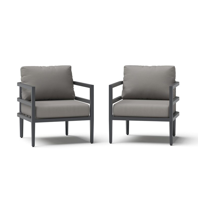Morelia Club Chairs (Set Of 2) - Olefin Charcoal, Olefin Charcoal