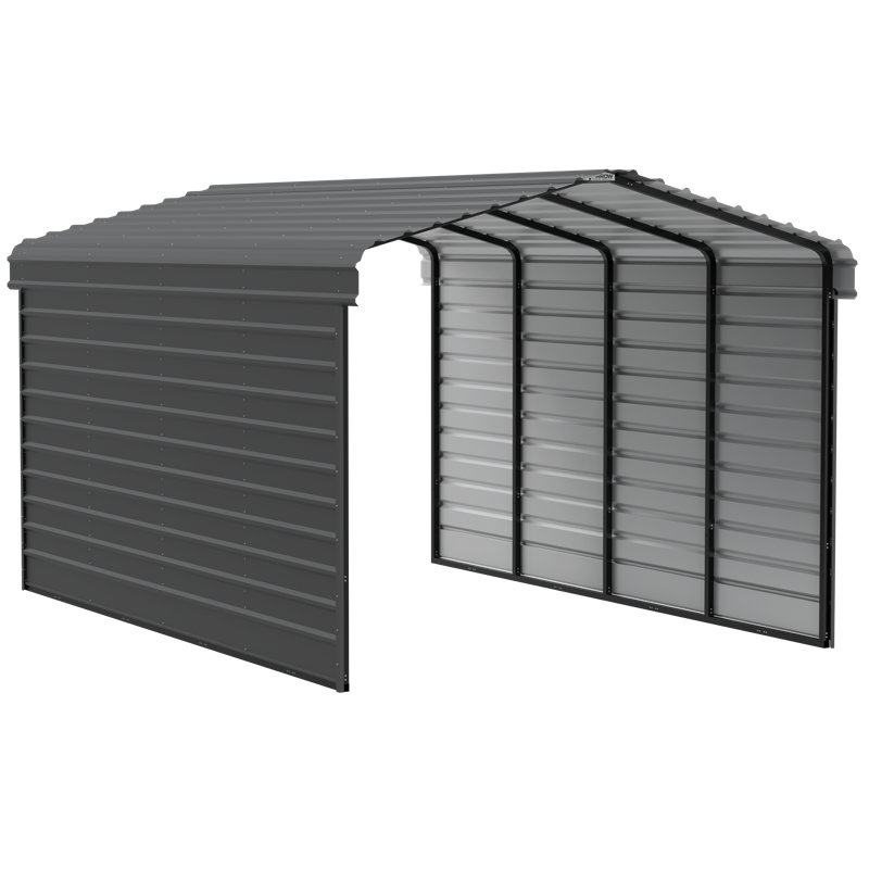 12' x 20' Charcoal Steel Carport Kit with Enclosure