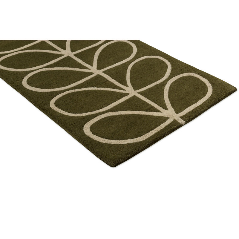 Hand Tufted Wool Abstract Area Rug in Olive, Runner 2'4" x 9'10"