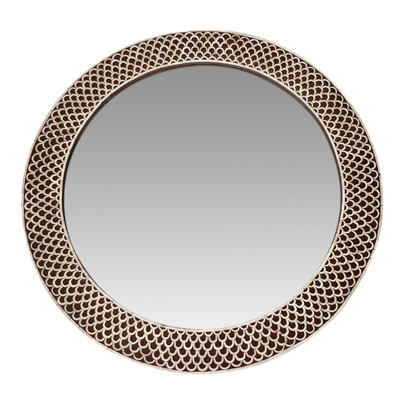 Bone Flat Wall Mirror, 38" x 38", Gold