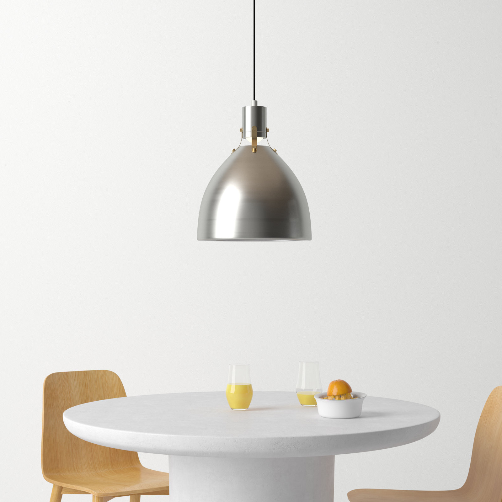 Uma Dimmable Single Light Pendant, 17" H x 14.13" W x 14.13" D, Satin Nickel