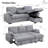Aurora 91.5 " Reversible Chenille Upholstered Sleeper Sofa Bed with Storage Chaise-2015726450