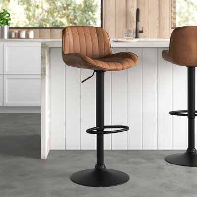 Almeida Swivel Upholstered Adjustable Height Bar & Counter Stool with Metal Frame