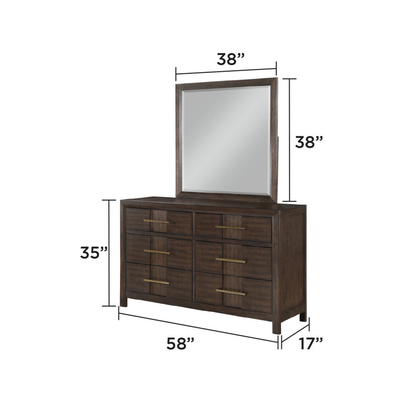 Adryan Bedroom Set, King, Brown, 5 Pcs: Bed, 2 Dressers, Mirror, Nightstand