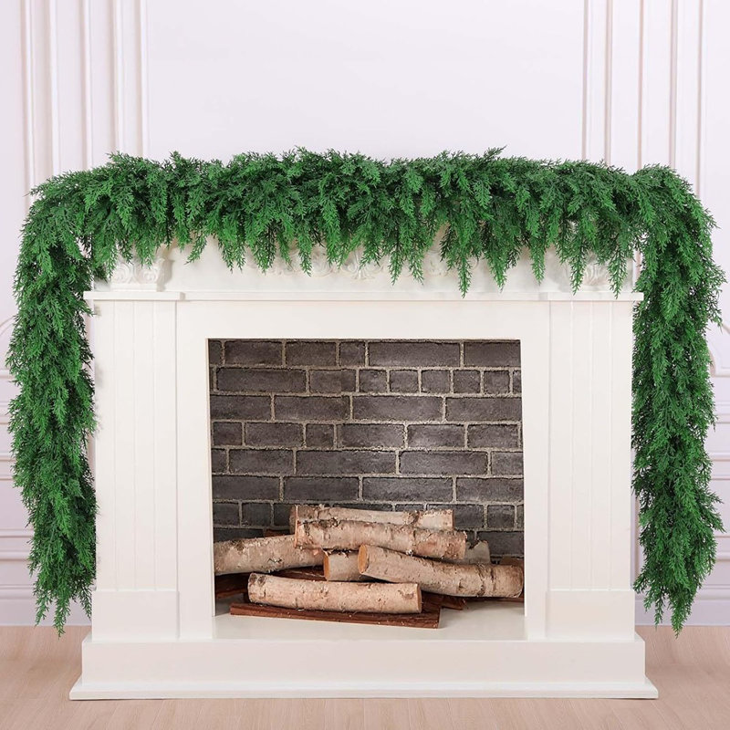 Guirlande en cèdre artificiel - vert - 6 pi - Verdure réaliste, décor intérieur / extérieur des Fêtes