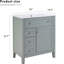 Meuble-lavabo en bois massif gris, lavabo en céramique, bac rabattable, tiroir simple, tablette réglable, charge de 70 kg, gris lisse avec sous-comptoir, fonctionnement