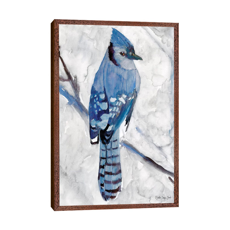 Blue Jay I - Painting on Canvas, 101.6cm H x 66.04cm W x 3.81cm D, Classic Brown Wood Floater Framed