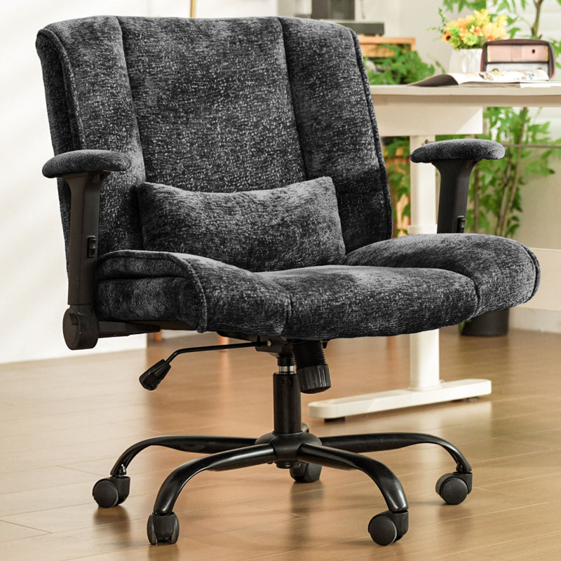 Chaise de bureau rembourrée à haut dossier avec coussin lombaire, Vert