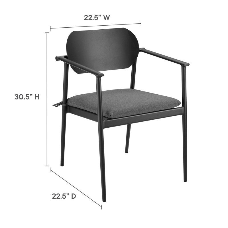 Ensemble de 2 chaises de salle à manger d'extérieur en aluminium empilables Aeris, Gris anthracite, Gris anthracite