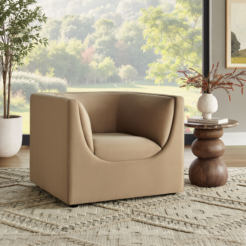 Fauteuil en velours taupe Dunkley, Taupe