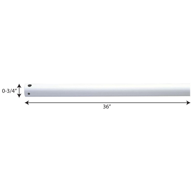 36-Inch Ceiling Fan Downrod In White Finish, 36" H x 0.75" W x 0.75" D