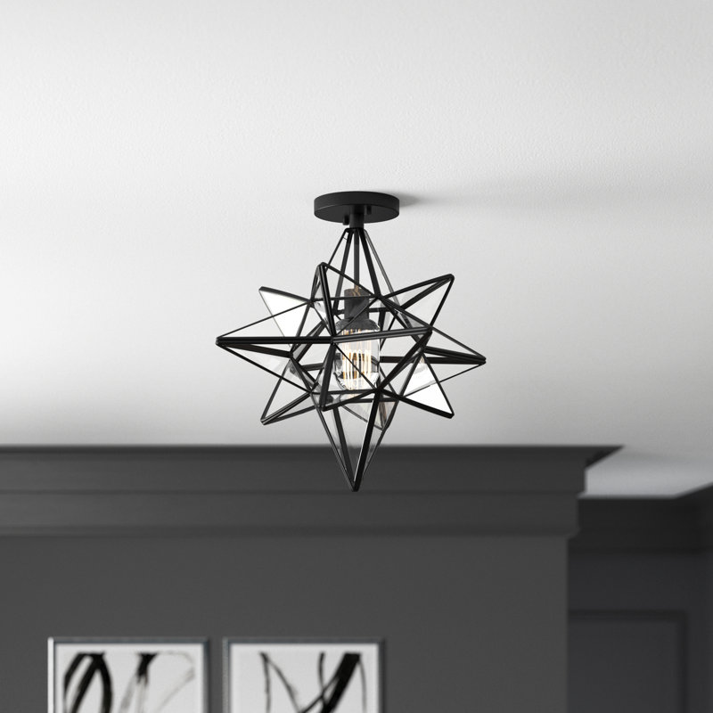 Chandesh Semi Flush Mount, Black