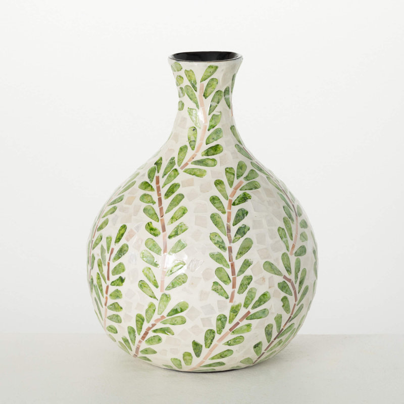 Sullivans Leaf Pattern Bud Vase 14"H; Green