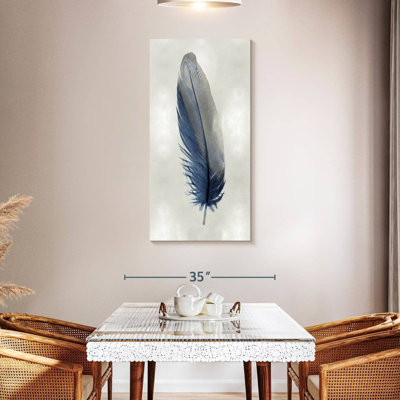 Plume bleue sur argent I