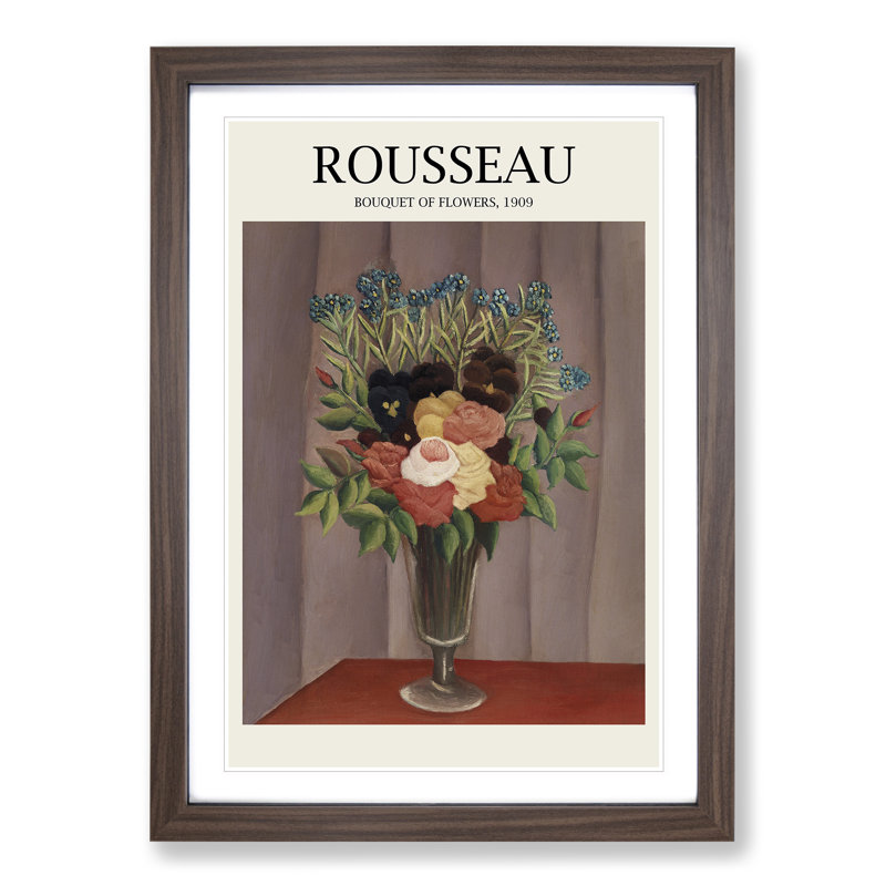 Bouquet of Flowers Vol.1 by Pierre-Auguste Renoir - Picture Frame Art Prints, Walnut, 36cm H x 27cm W x 2cm D