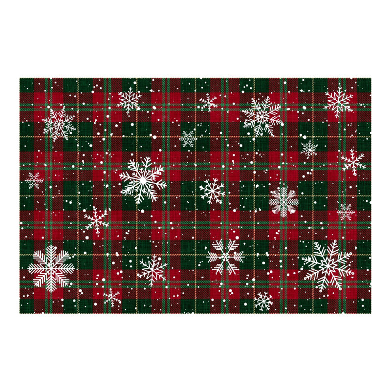 Tapis de Noël à carreaux flocons de neige 3x5 rouge vert, Red/Green, 3*5