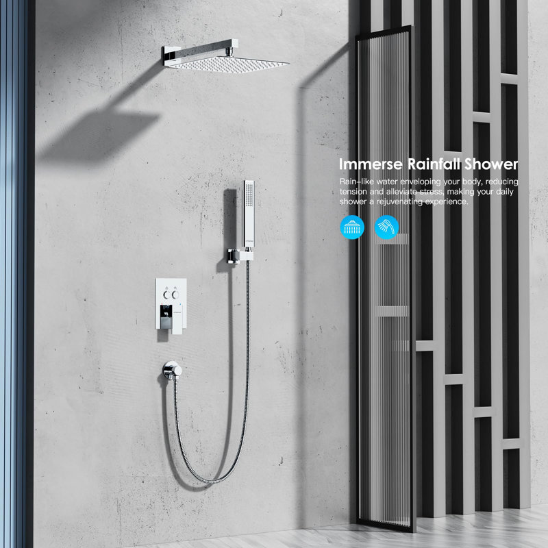 12 Inch Shower Faucet Set With Push-Button, Chrome