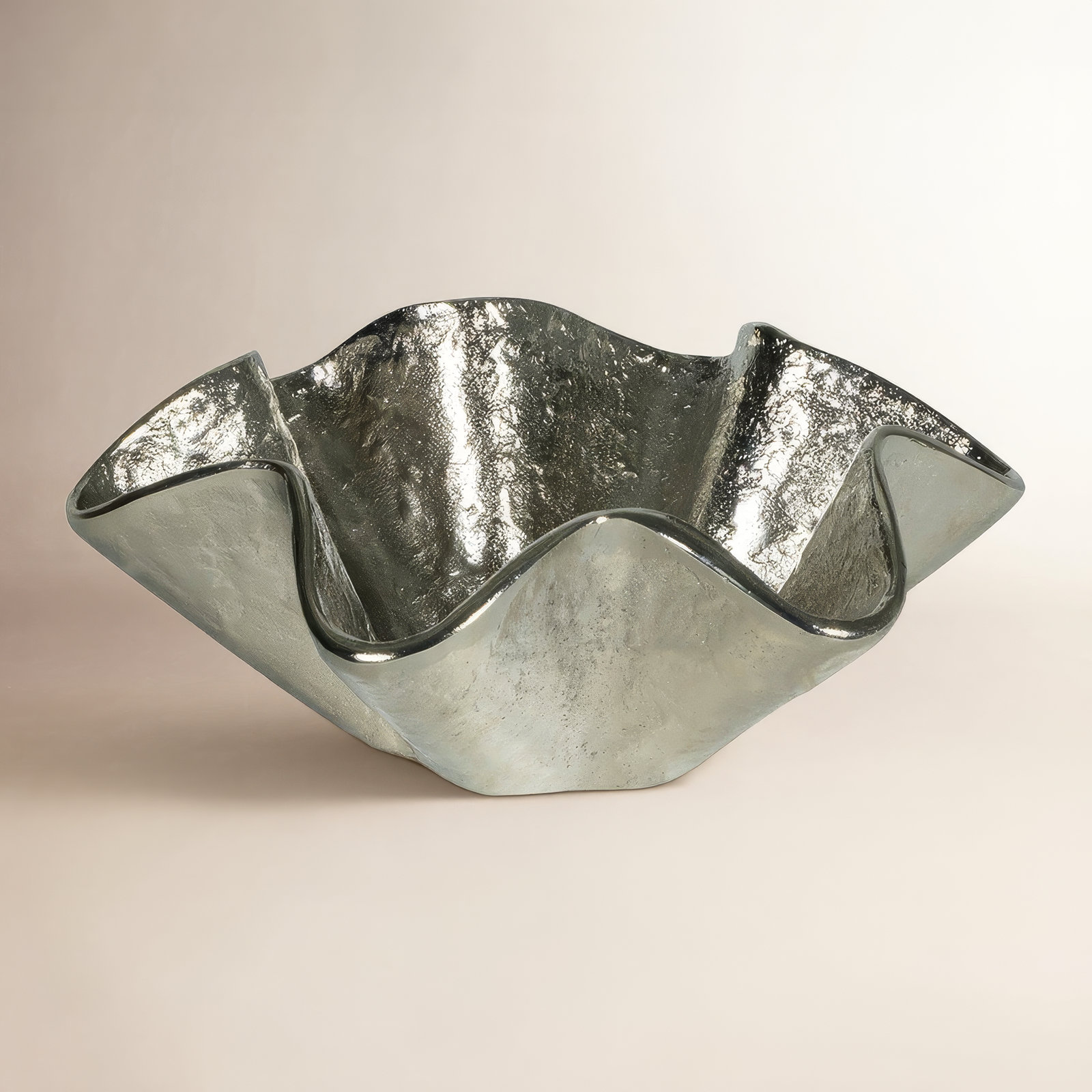 Pedicoat Metal Bowl Small, 4.75" H x 12" W x 12" D, Silver