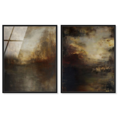 "Somber Field Duet", ensemble de 2 reproductions d'art murales encadrées par Art Remedy