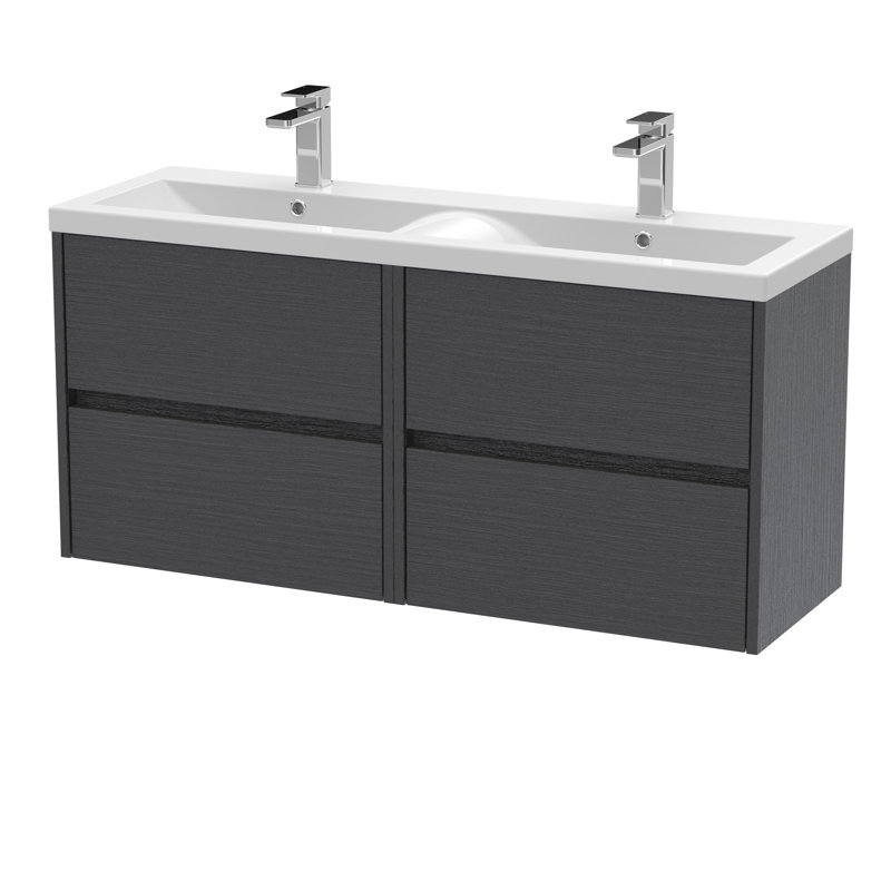 Havana 1205mm Double Bathroom Vanity with Drop In Vitreous China Basin, Graphite Grey