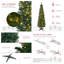 7ft Pre-Lit Slim Noble Fir Artificial Christmas Tree, 499 Tips with 200 Warm White LED Lights, Green