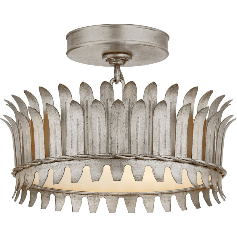Suzanne Kasler Leslie Semi-Flush, 8.25" H x 12" W x 12" D, Burnished Silver Leaf