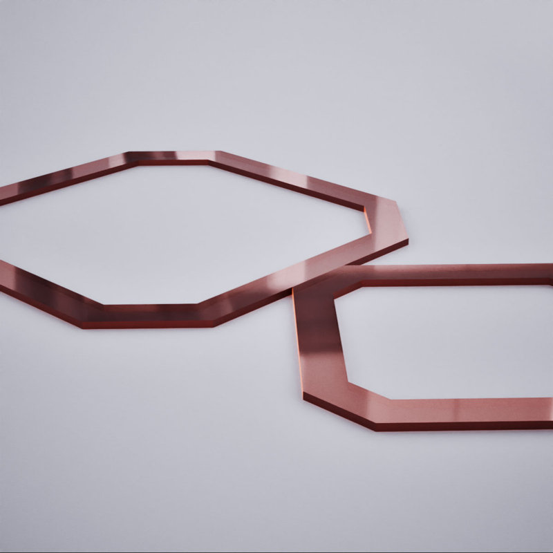 Très petits panneaux muraux décoratifs en acrylique Lockhart, l 12 5/8 po x H 7 3/8 po x T 1/8 po Lockhart, Or rose