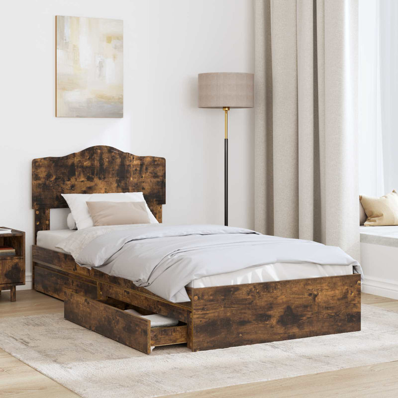 Bed, Smoked Oak, European Single (90 x 200 cm)