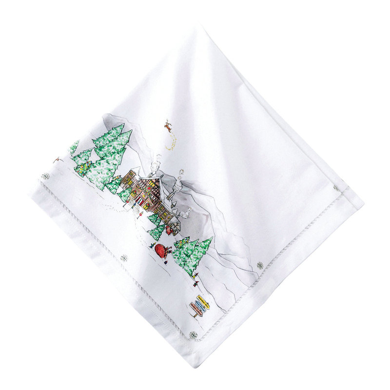 North Pole Christmas Cotton Sateen Napkin, 22" Square