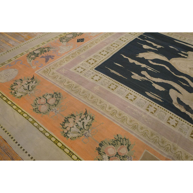 1890s Black Depicting Centaury Antique Bessarabian Rug 11'6"X14' Flatweave Carpe