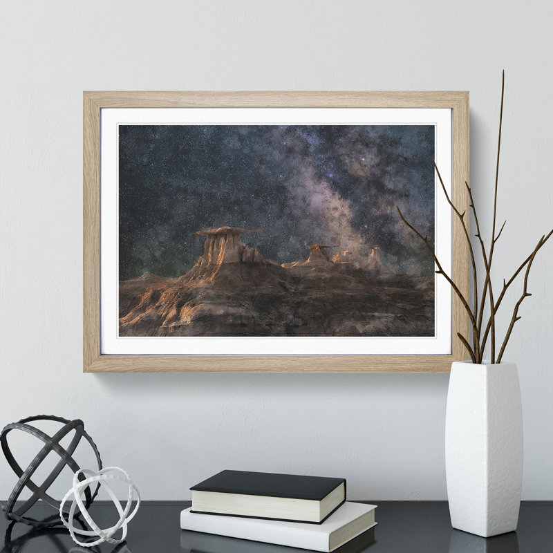 Badlands in South Dakota - Picture Frame Painting, Oak Framed, 36cm H x 48cm W x 2cm D