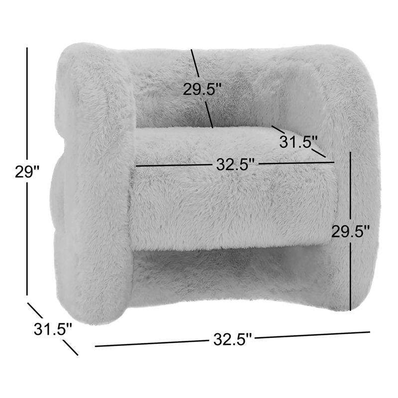 Teddy Plush Accent Chair, Beige Polyester
