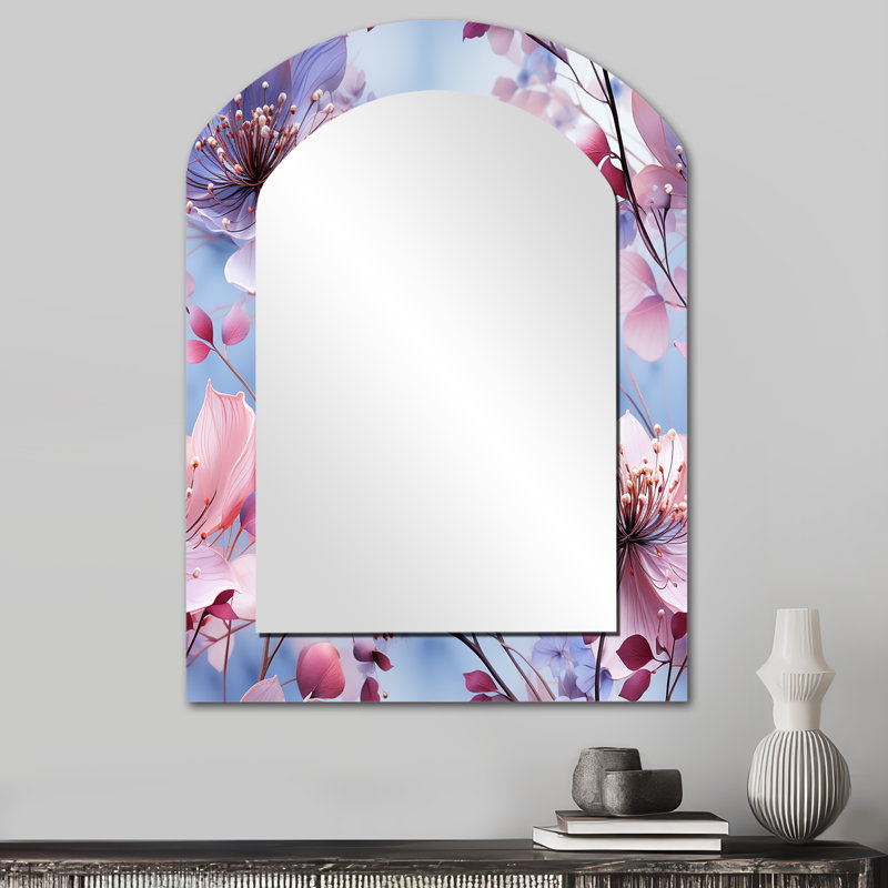Senza exquis mauve, motif floral - miroir asymétrique floral, 34 po x 25 po