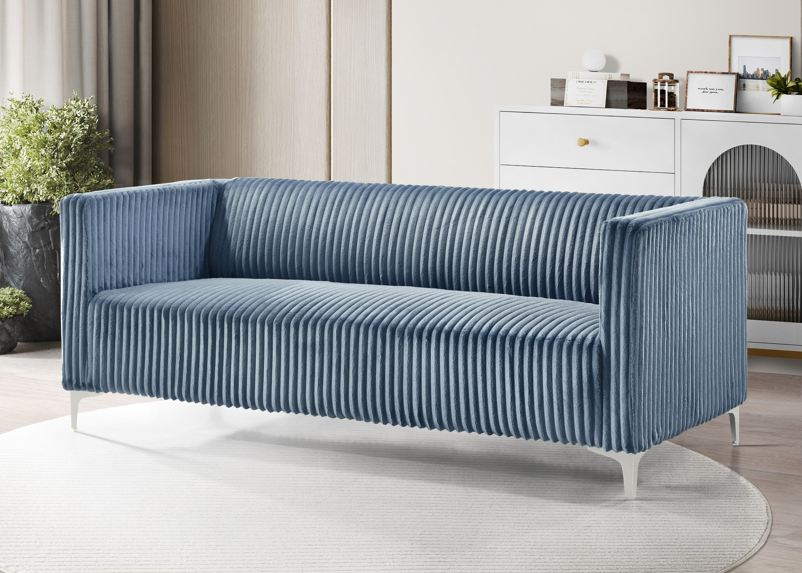 Wade Logan Chryssa Velvet Square Arm Sofa & Reviews - Wayfair Canada
