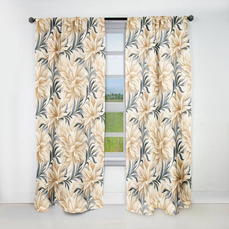 Driftwood Elegance Motif tropical - Panneaux de rideaux tropicaux, L 52 po x L 108 po