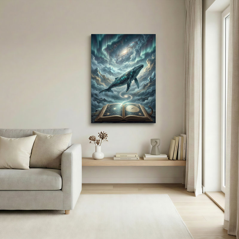 Ensemble de 1 tableau sur toile représentant une baleine dans le ciel, 40"H x 28"W, Wrapped Canvas