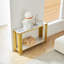 Console moderne avec plateau en faux marbre, canapé à 2 niveaux de 48,8 pouces, structure en métal doré, pieds réglables-1121721651