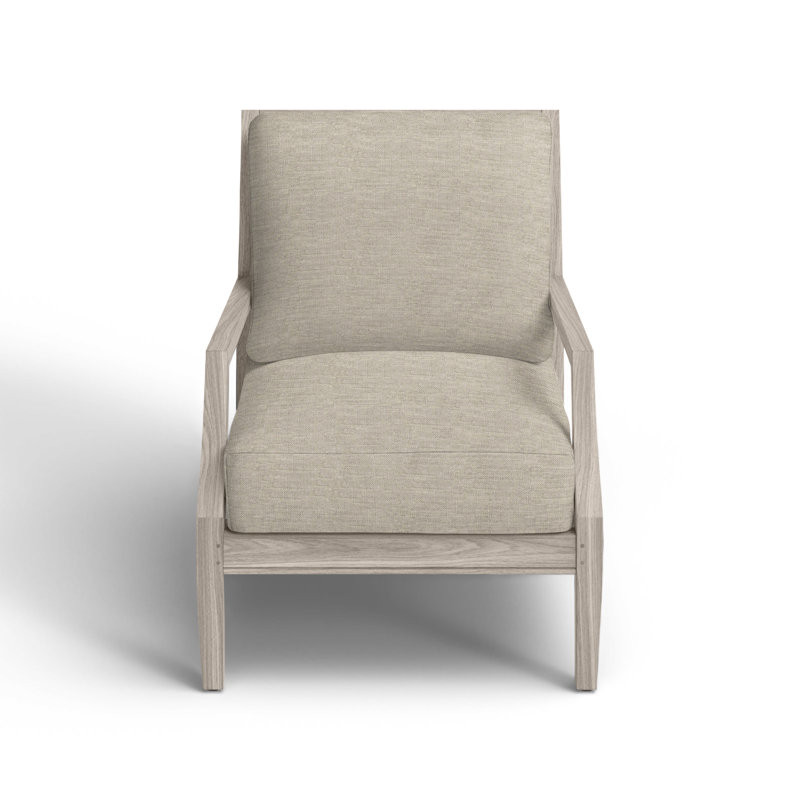 Haley Teak Patio Chair with Cushions, Oyster Teak, Dove Sunbrella® Linen, No welt + Standard fill