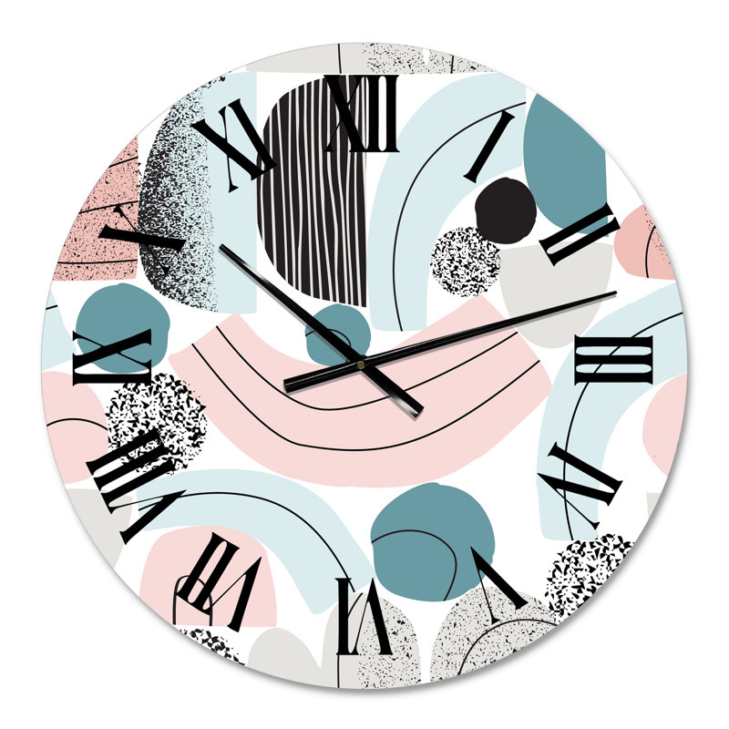 Colourful Art Collage In Pastel Colours - Modern Wall Clock, 23" H x 23" W x 1" D