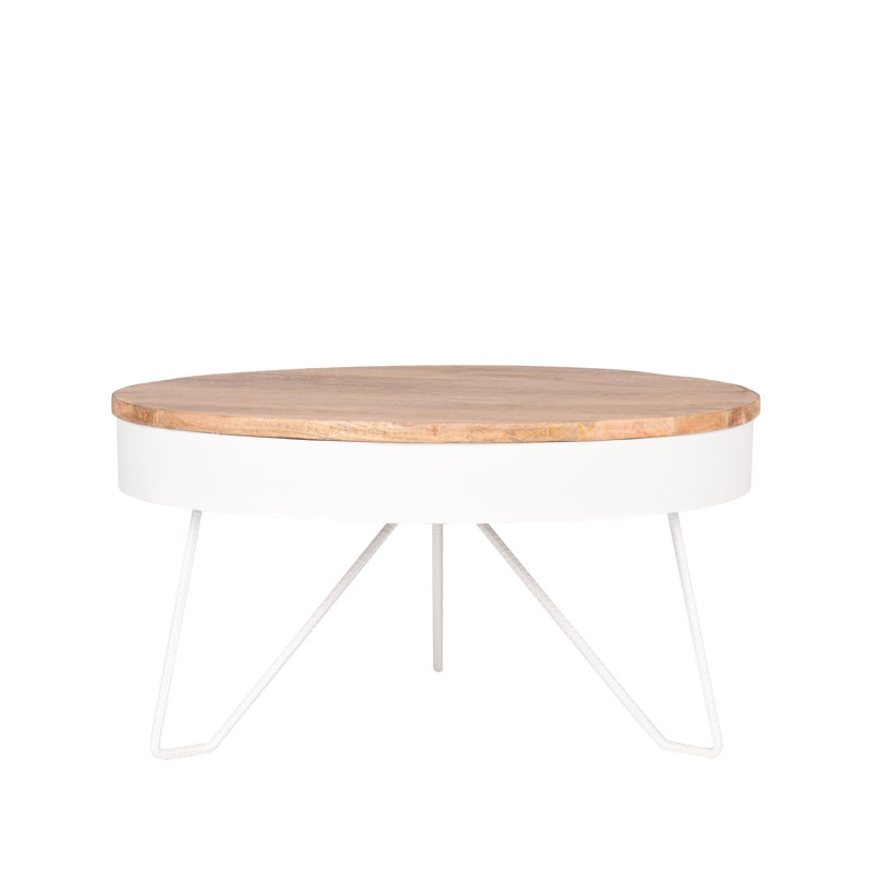 Greenberg Three Leg Coffee Table, White, H43 x L80 x W80cm
