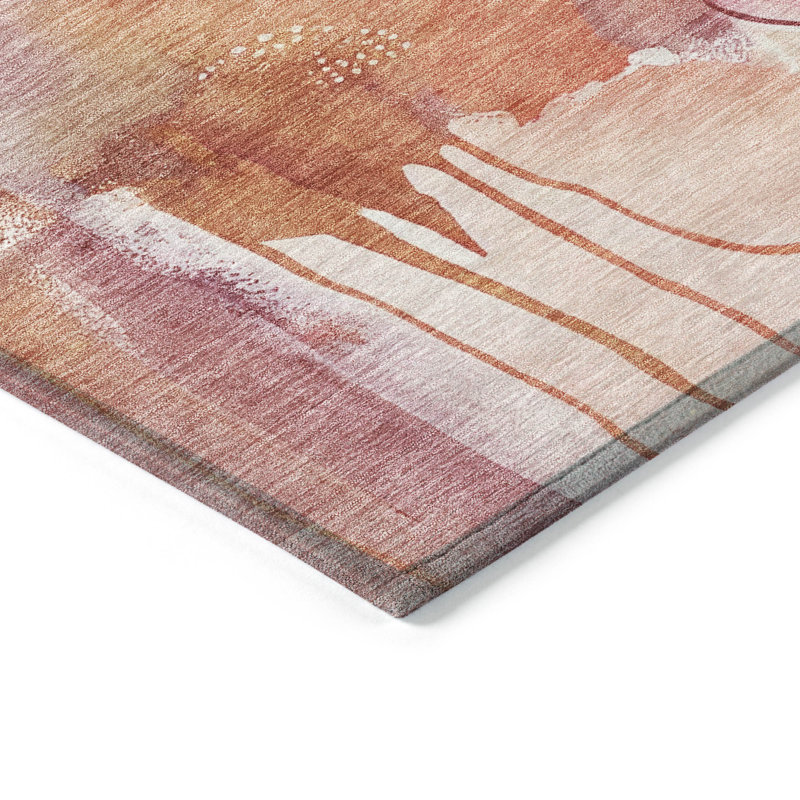 Tapis intérieur / extérieur rose lavable à la machine, Rond 8 pi