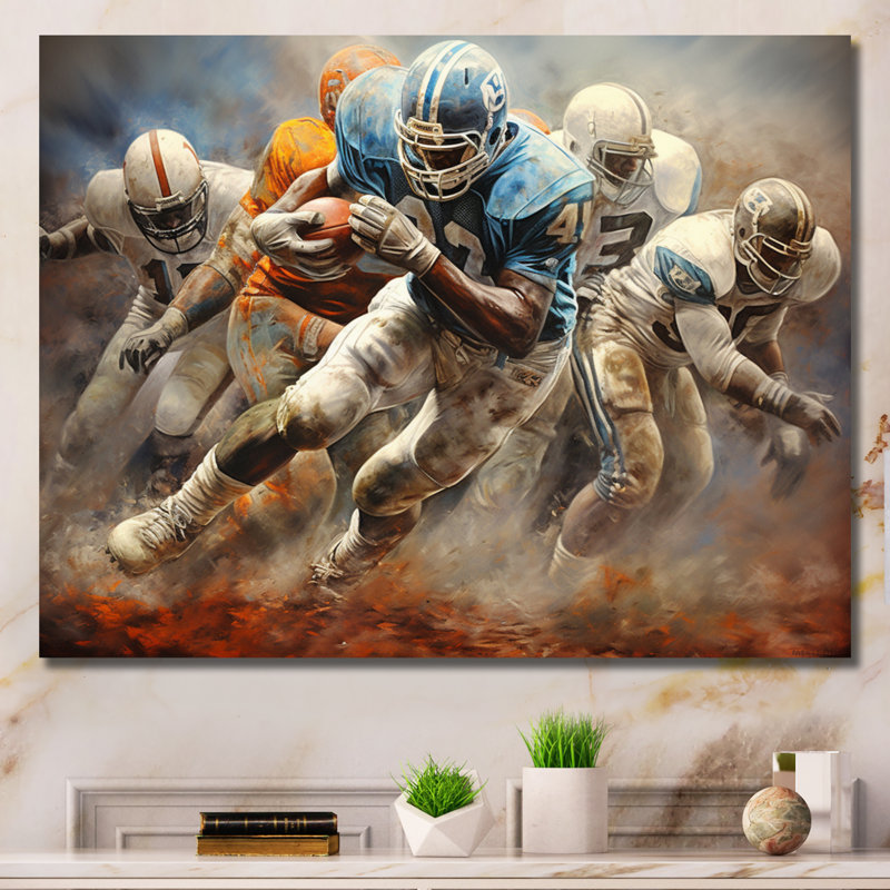 Football Interaction stratégique I - Impression, H 30 po x l 40 po x P 1,5 po, Toile tendue