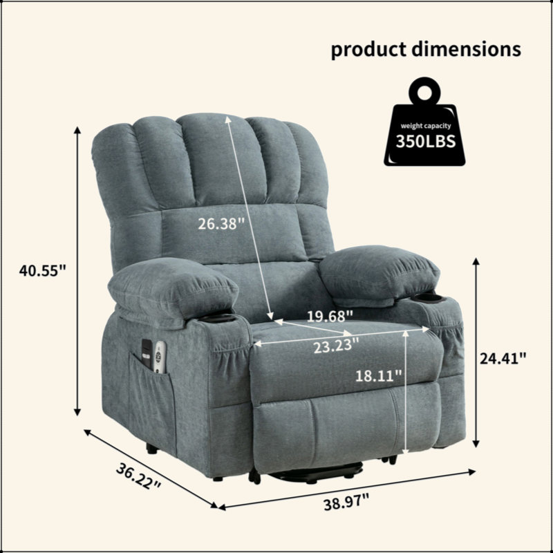 Power Electric Massage Lift Lounge Chair, Suitable For The Elderly, With Heating And Vibration Functions, With USB, Can Be Used For Lying Down
