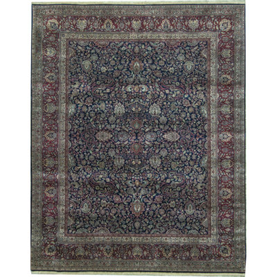 Hand-Knotted High-Quality Blue and Red Area Rug