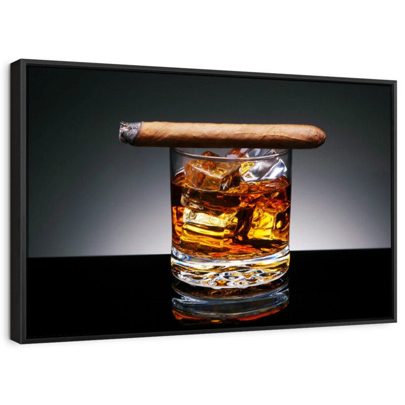 " Lit Cigar On Whiskey Canvas Print ", 25" H x 37" W