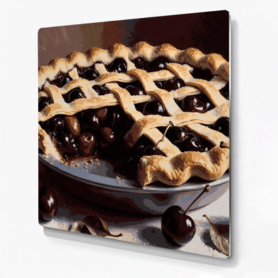 Desserts Cherry pie Black Metal Wall Art