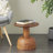 Claymon Wood Handmade Side End Brown Accent Table with Rounded Block Base-225275970